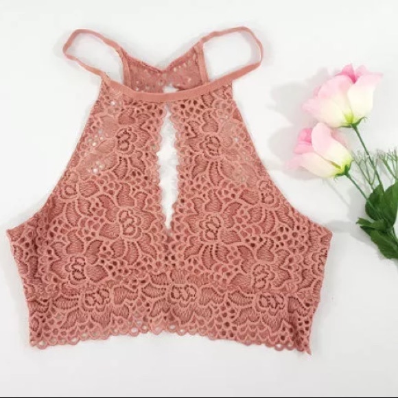 Sexy Pink Lace Crop Top - Picture 4 of 5